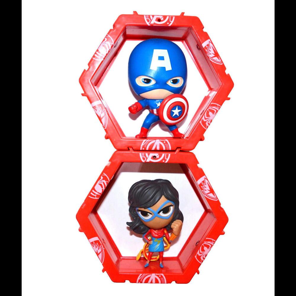 2 PCS. Wow Pods Marvel Captain America, Ms Marvel Swipe Light Up Figures